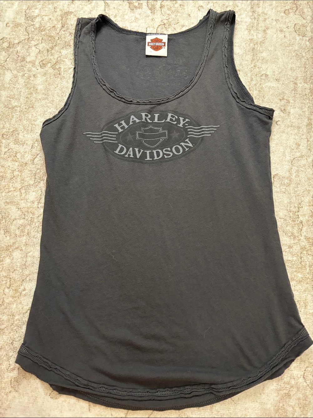 Harley-Davidson Black Scoop Neck Tank with Faded Logo